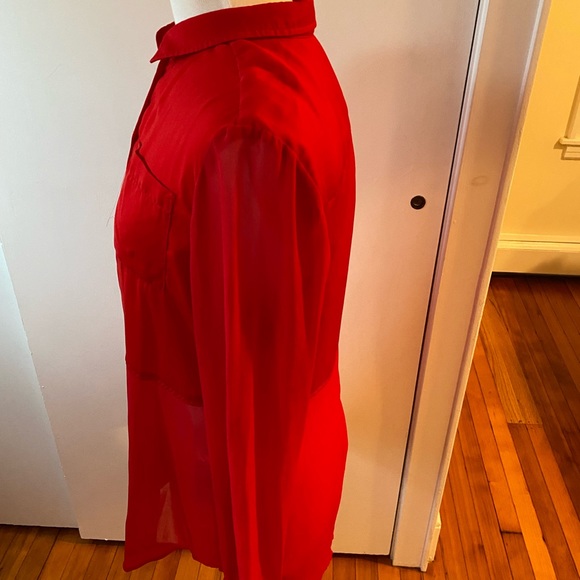 Free People red bohemian blouse M - Picture 3 of 7